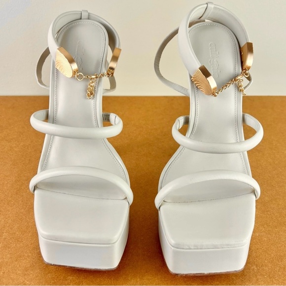 NEW CULT GAIA BEIGE LEATHER PLATFORM SANDALS - Picture 10 of 14